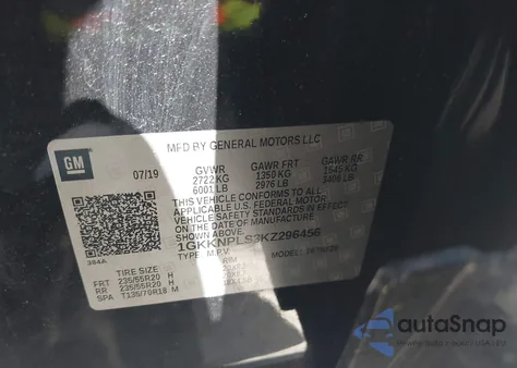 2019 GMC Acadia Denali from USA, damaged, VIN 1GKKNPLS3KZ296456